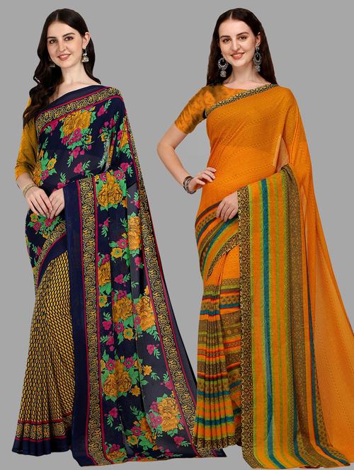 women pack of 2 casual wear combo sarees with blouse - 21480098 - Very Small Image - 1