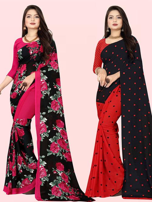 women pack of 2 casual wear combo sarees with blouse - 21480107 - Very Small Image - 1