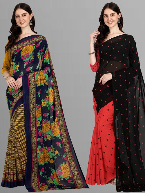 women pack of 2 casual wear combo sarees with blouse - 21480122 - Very Small Image - 1