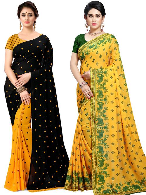 women pack of 2 casual wear combo sarees with blouse - 21480132 - Very Small Image - 1