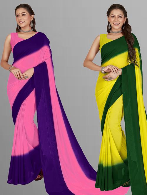 women pack of 2 casual wear combo sarees with blouse - 21480152 - Very Small Image - 1