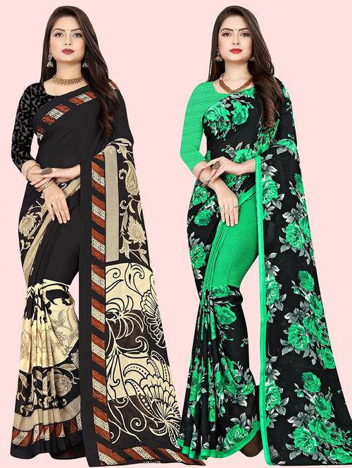 women pack of 2 casual wear combo sarees with blouse - 21480158 - Very Small Image - 1