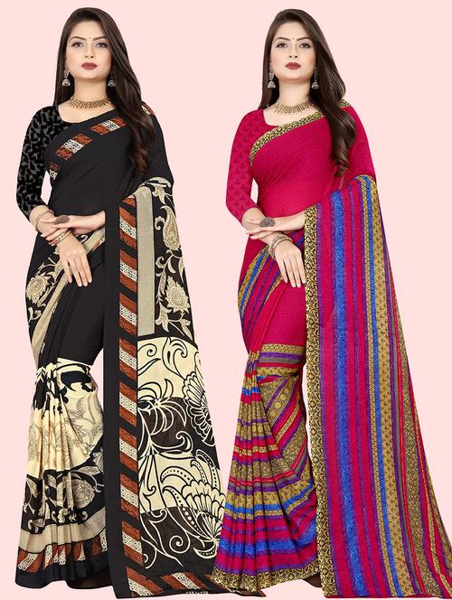 women pack of 2 casual wear combo sarees with blouse - 21480160 - Very Small Image - 1