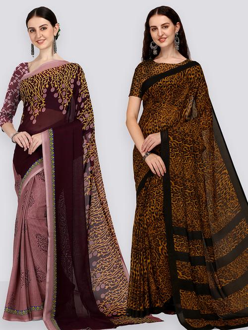 women pack of 2 casual wear combo sarees with blouse - 21480168 - Very Small Image - 1