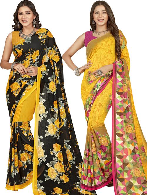 women pack of 2 casual wear combo sarees with blouse - 21480171 - Very Small Image - 1