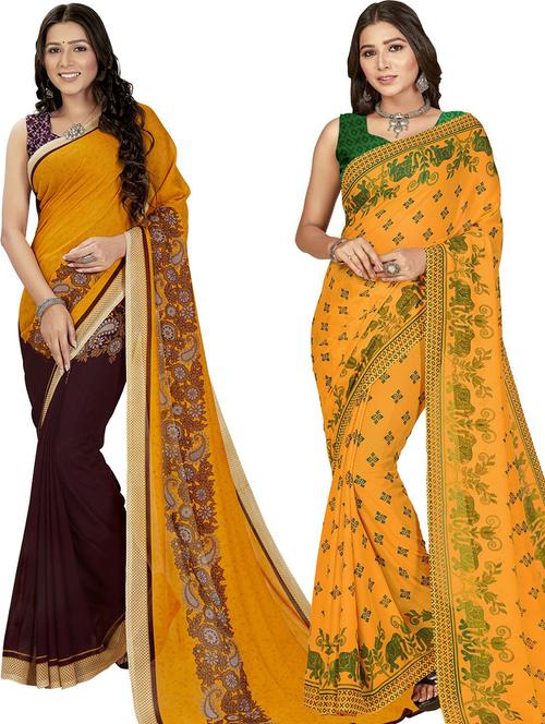women pack of 2 casual wear combo sarees with blouse - 21480177 - Very Small Image - 1