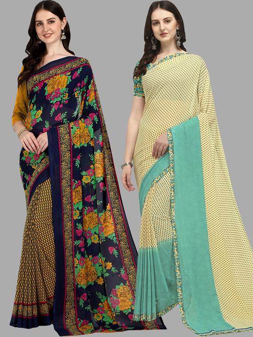 women pack of 2 casual wear combo sarees with blouse - 21480195 - Very Small Image - 1