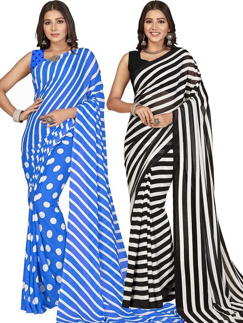 women pack of 2 casual wear sarees with blouse - 21480219 - Very Small Image - 1