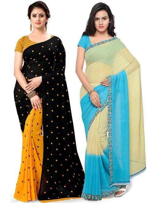 women pack of 2 casual wear sarees with blouse - 21480230 - Very Small Image - 1