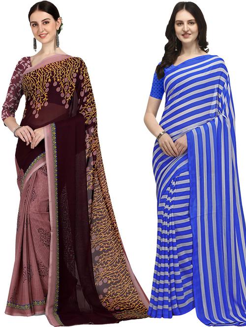 women pack of 2 casual wear sarees with blouse - 21480242 - Very Small Image - 1