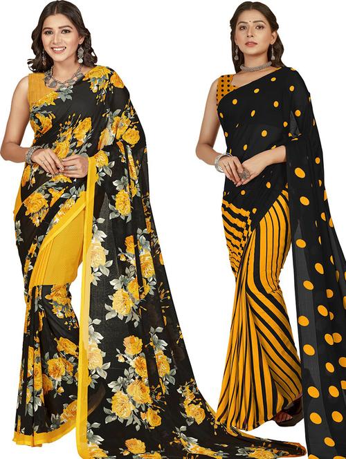 women pack of 2 casual wear sarees with blouse - 21480258 - Very Small Image - 1