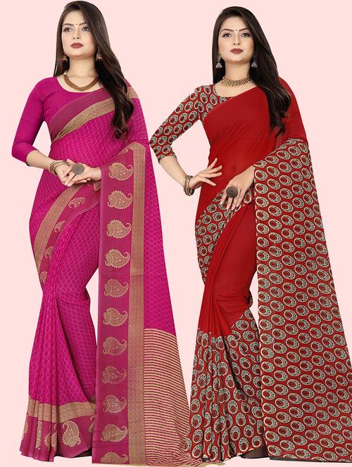 women pack of 2 casual wear sarees with blouse - 21480259 - Very Small Image - 1