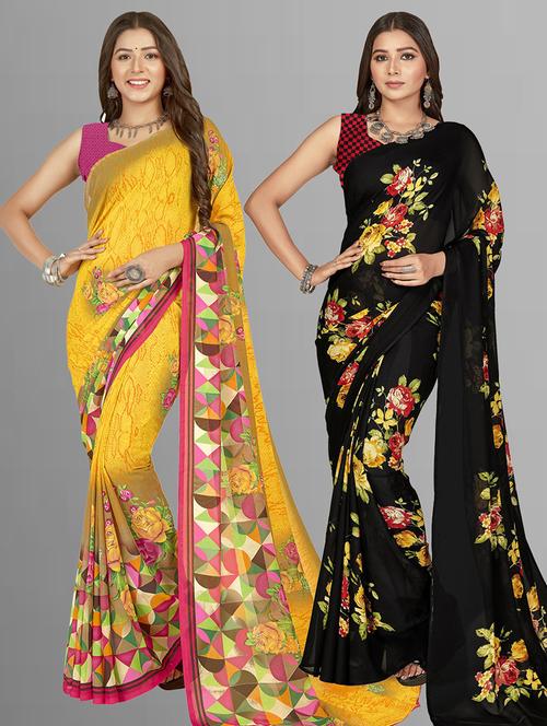 women pack of 2 casual wear sarees with blouse - 21480260 - Very Small Image - 1