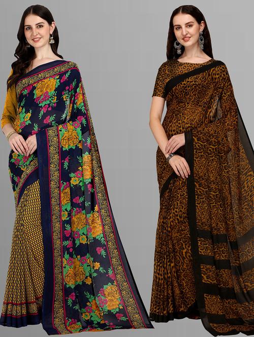women pack of 2 casual wear sarees with blouse - 21480276 - Very Small Image - 1
