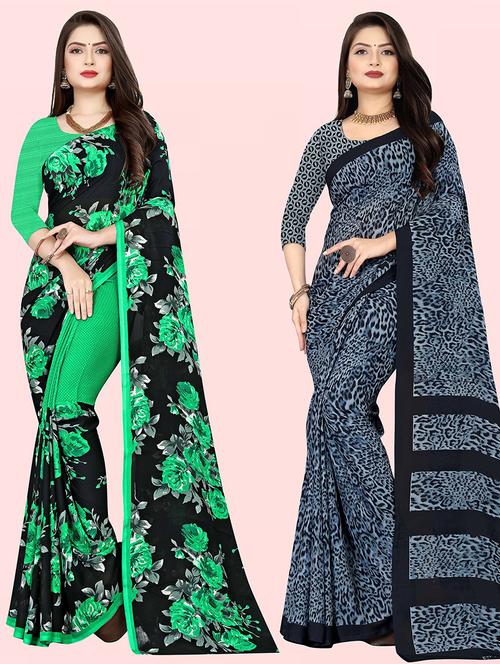 women pack of 2 casual wear sarees with blouse - 21480284 - Very Small Image - 1