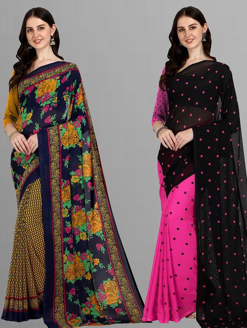 women pack of 2 casual wear sarees with blouse - 21480304 - Very Small Image - 1