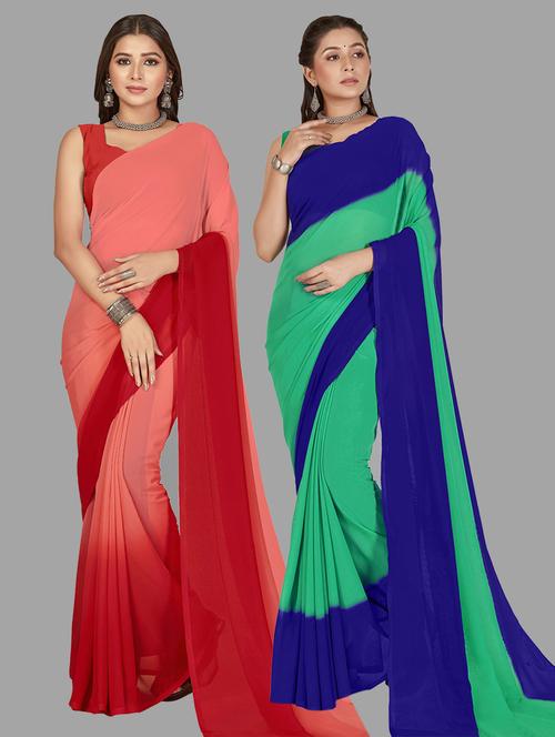 multi colored georgette ready to wear saree with blouse - 21480341 - Very Small Image - 1