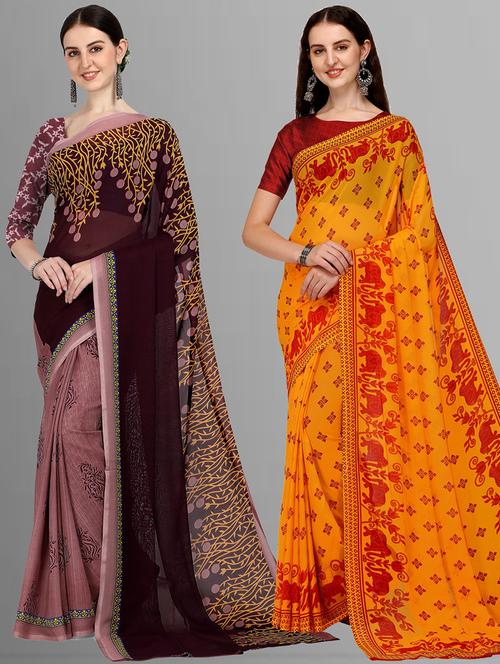 multi colored georgette ready to wear saree with blouse - 21480370 - Very Small Image - 1