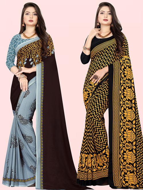 women pack of 2 casual wear sarees with blouse - 21480378 - Very Small Image - 1
