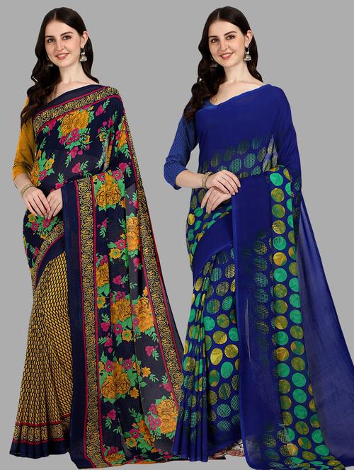women pack of 2 casual wear sarees with blouse - 21480388 - Very Small Image - 1