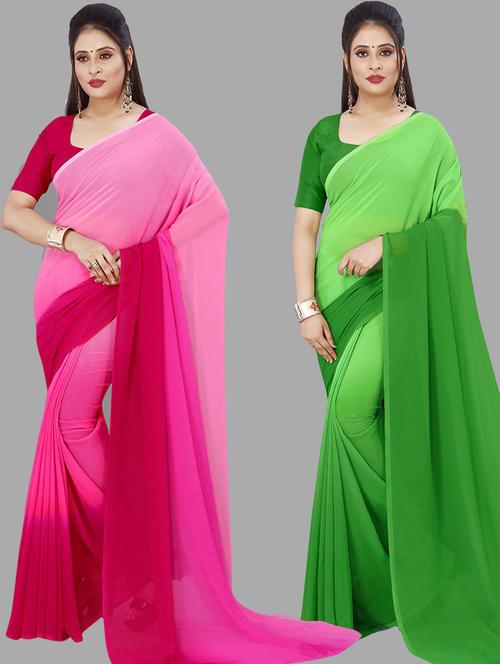women pack of 2 printed casual wear sarees with blouse - 21480446 - Very Small Image - 1