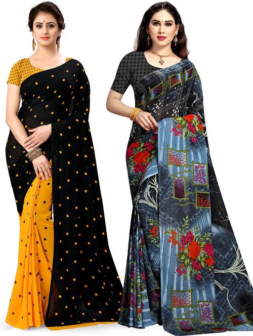 women pack of 2 printed casual wear sarees with blouse - 21480452 - Very Small Image - 1