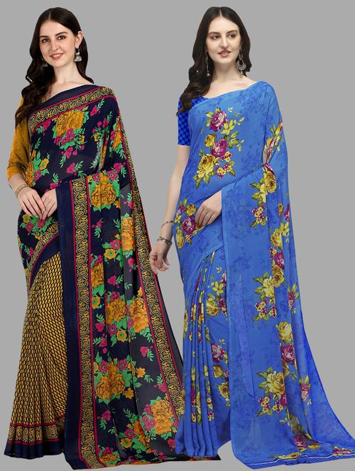 women pack of 2 casual wear combo sarees with blouse - 21480454 - Very Small Image - 1