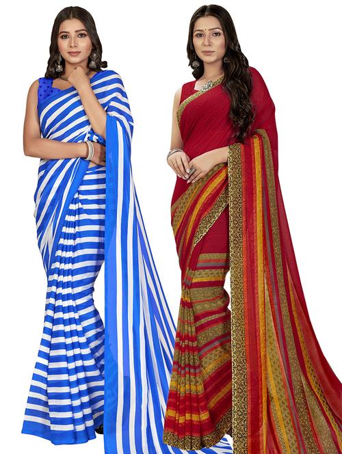 women pack of 2 casual wear combo sarees with blouse - 21480457 - Very Small Image - 1