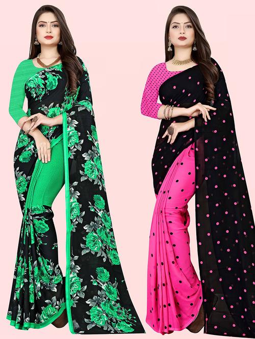 women pack of 2 casual wear combo sarees with blouse - 21480470 - Very Small Image - 1