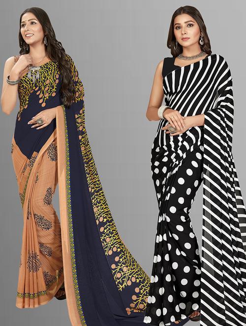 women pack of 2 casual wear combo sarees with blouse - 21480478 - Very Small Image - 1