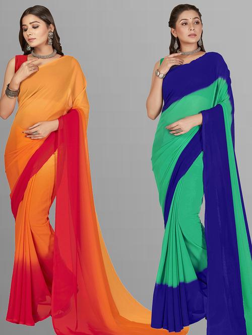 women pack of 2 casual wear combo sarees with blouse - 21480486 - Very Small Image - 1