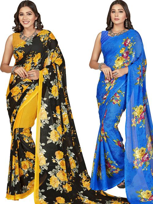women pack of 2 casual wear combo sarees with blouse - 21480493 - Very Small Image - 1