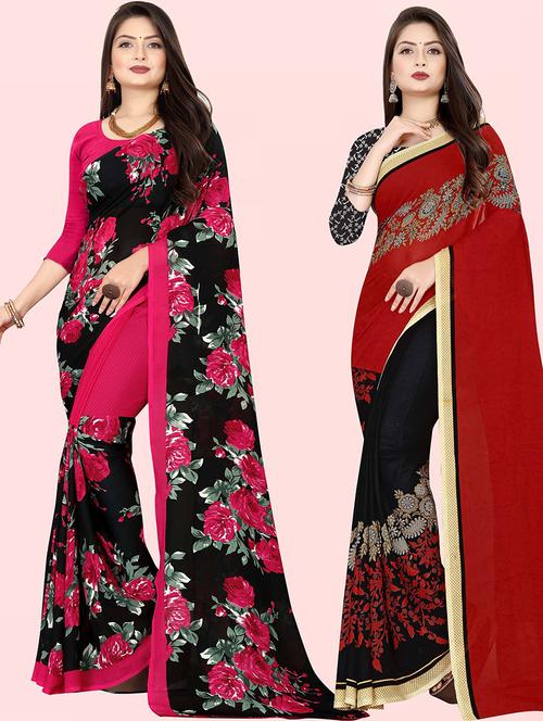 women pack of 2 casual wear combo sarees with blouse - 21480495 - Very Small Image - 1