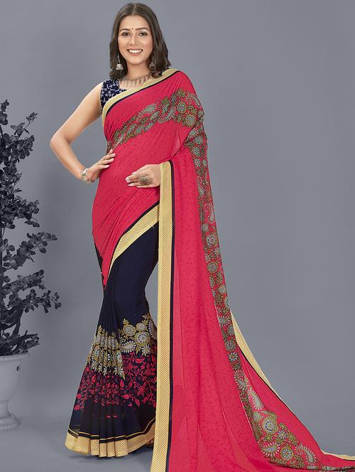 women multi color printed georgette saree with blouse - 21480569 - Very Small Image - 1