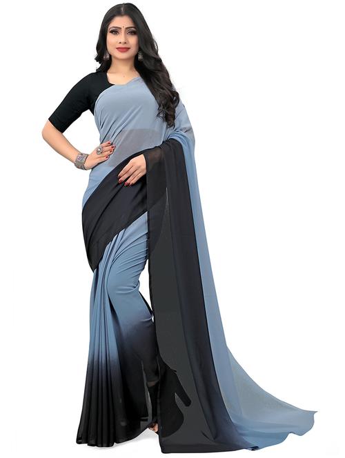women grey ombre plain saree with blouse - 21480573 - Very Small Image - 1