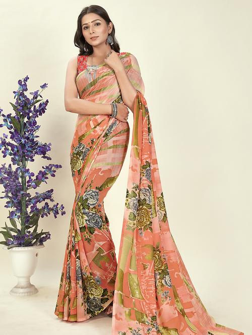multi colored georgette ready to wear saree with blouse - 21480577 - Very Small Image - 1