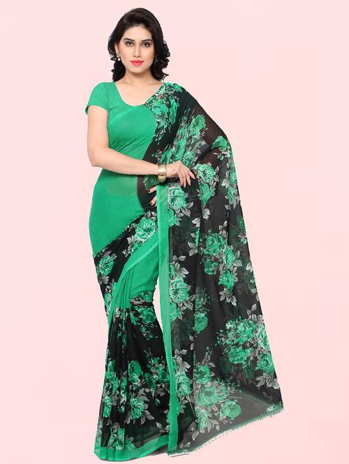floral printed saree with blouse - 21480587 - Very Small Image - 1