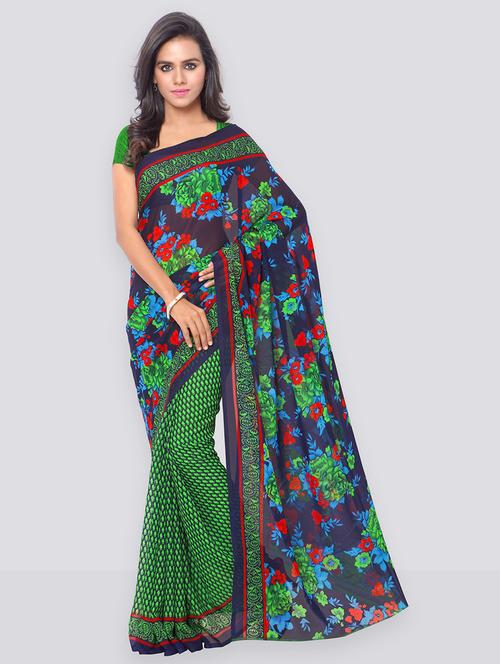 floral printed saree with blouse - 21480588 - Very Small Image - 1
