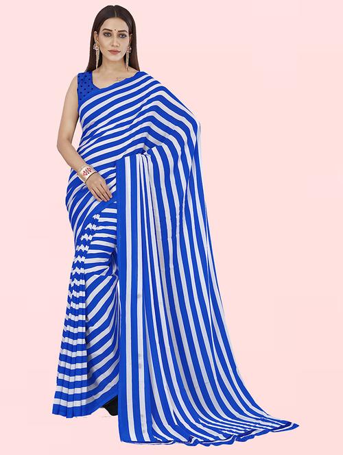 stripes printed saree with blouse - 21480589 - Very Small Image - 1
