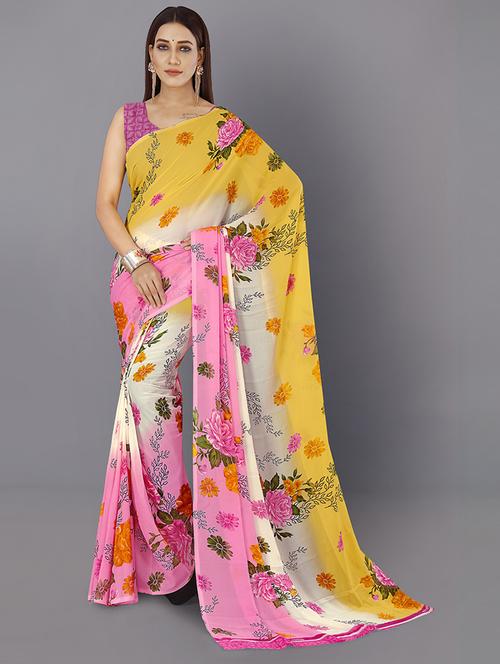 floral printed saree with blouse - 21480591 - Very Small Image - 1