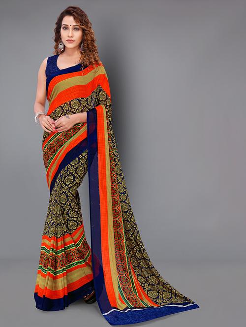 women casual wear georgette saree with blouse - 21480604 - Very Small Image - 1