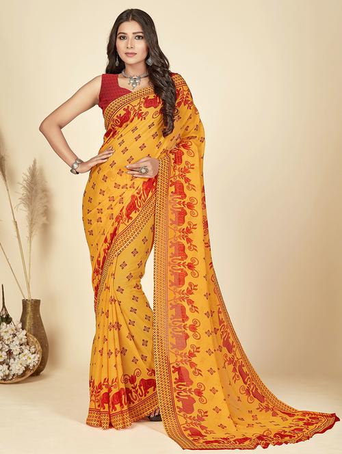 women casual wear georgette saree with blouse - 21480610 - Very Small Image - 1