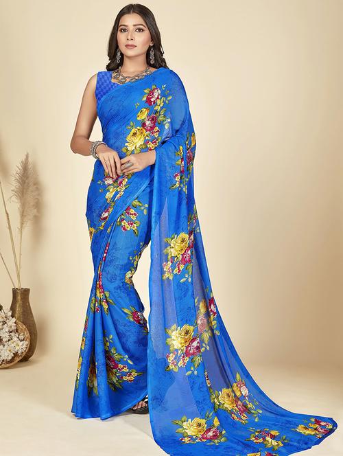 women casual wear georgette saree with blouse - 21480612 - Very Small Image - 1
