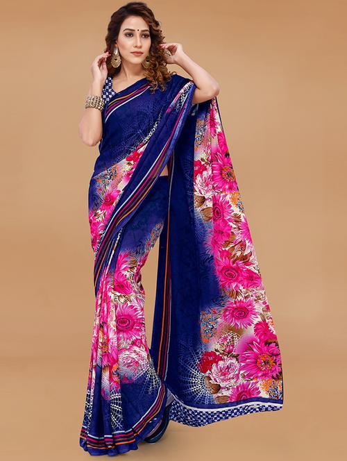 women casual wear georgette saree with blouse - 21480630 - Very Small Image - 1