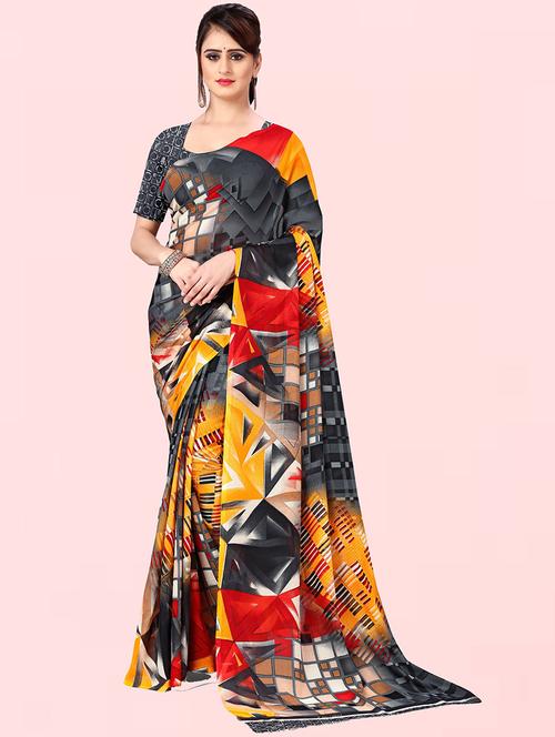 women casual wear georgette saree with blouse - 21480643 - Very Small Image - 1