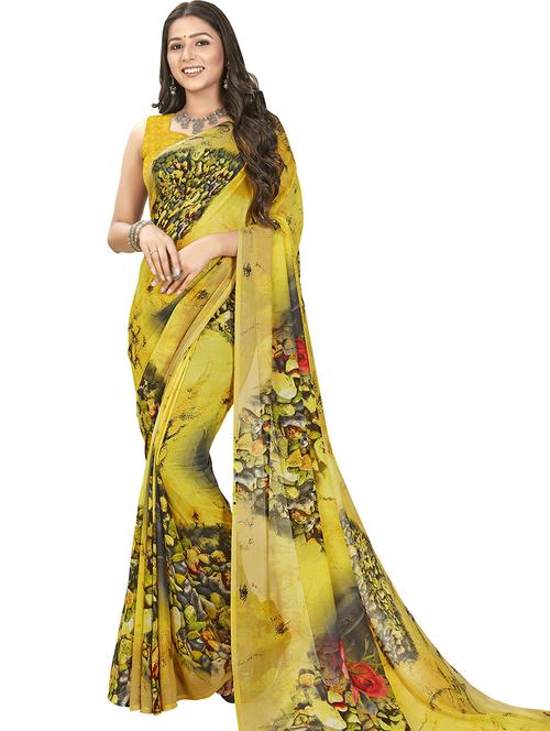 women casual wear georgette saree with blouse - 21480651 - Very Small Image - 1