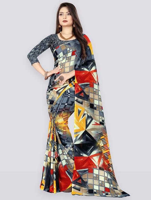 women casual wear georgette saree with blouse - 21480711 - Very Small Image - 1