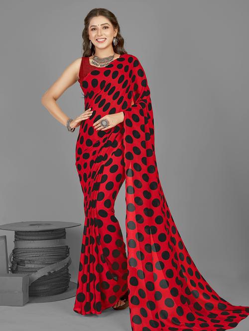 women red printed saree with blouse - 21480773 - Very Small Image - 1