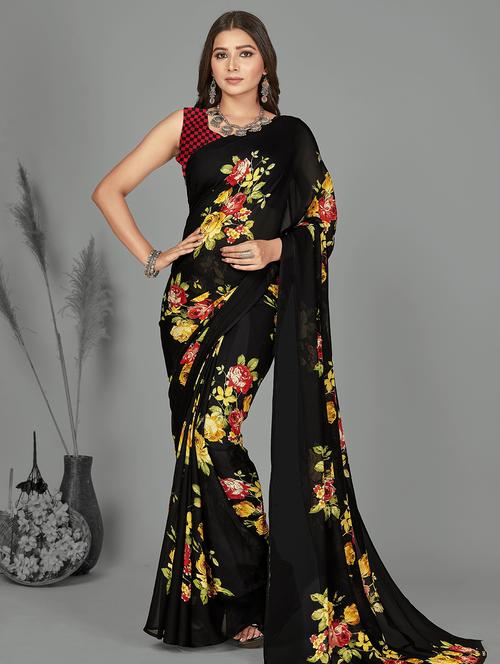 women casual wear georgette saree with blouse - 21480802 - Very Small Image - 1