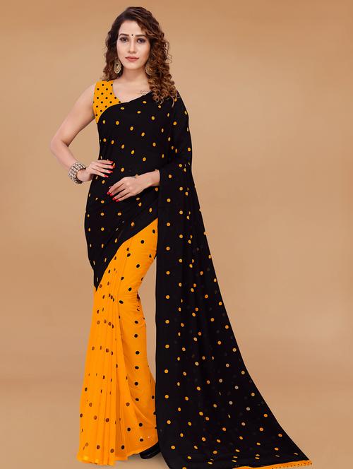 women yellow printed saree with blouse - 21480808 - Very Small Image - 1